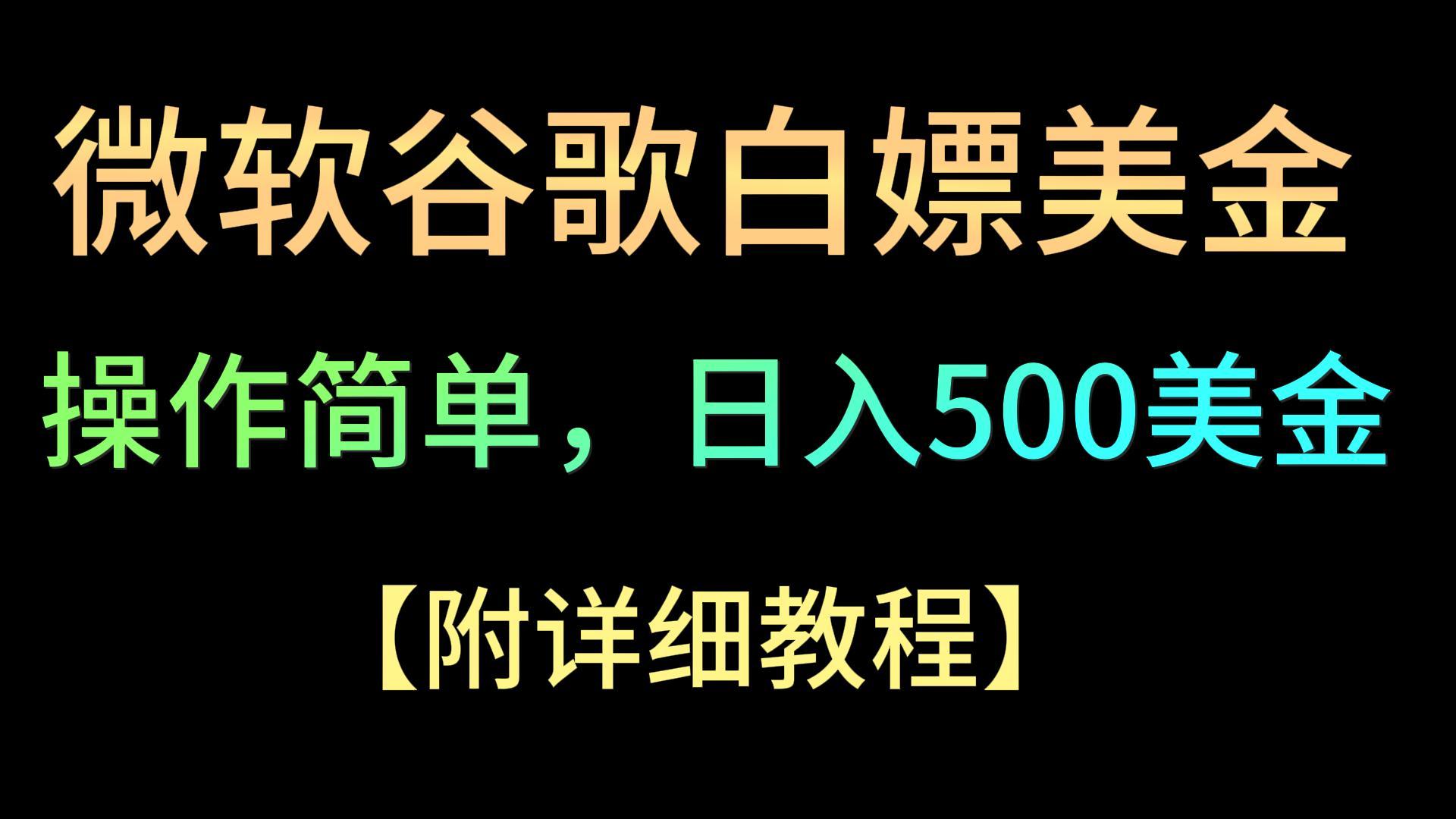 微软谷歌项目3.0，轻松日赚500+美金，操作简单，小白也可轻松入手！-英祺创业