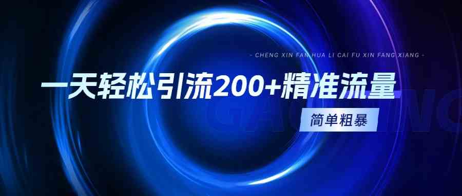 （9359期）一天轻松引流200+精准流量，简单粗暴，一看就会-英祺创业