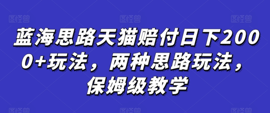 蓝海思路天猫赔付日下2000+玩法，两种思路玩法，保姆级教学【仅揭秘】-英祺创业