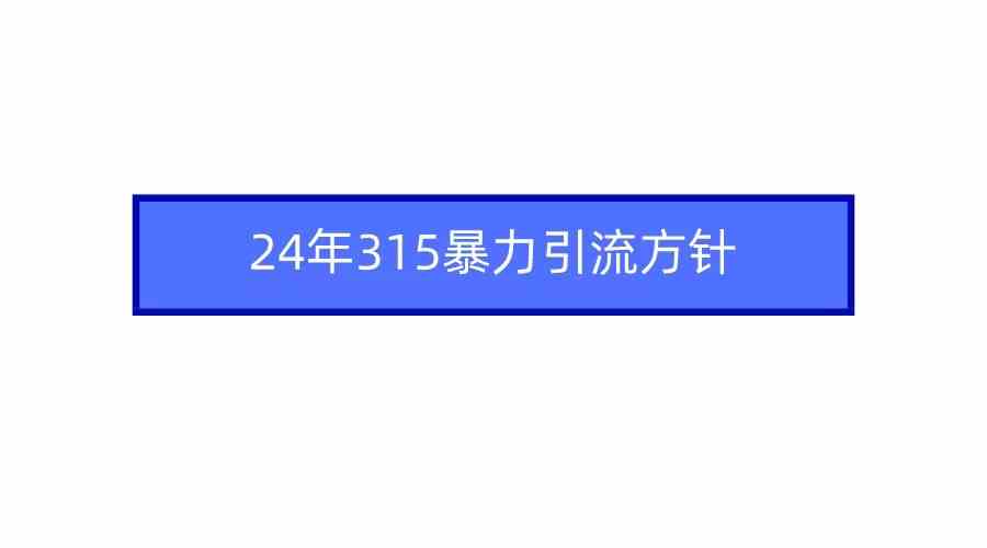 （9398期）2024年315暴力引流方针-英祺创业