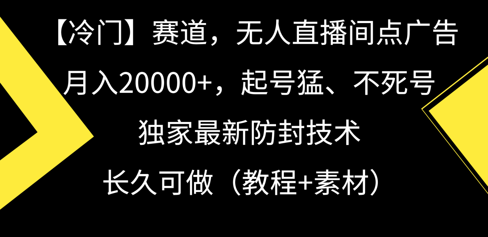 冷门赛道无人直播间点广告， 月入20000+，起号猛不死号，独 家最新防封技术-英祺创业
