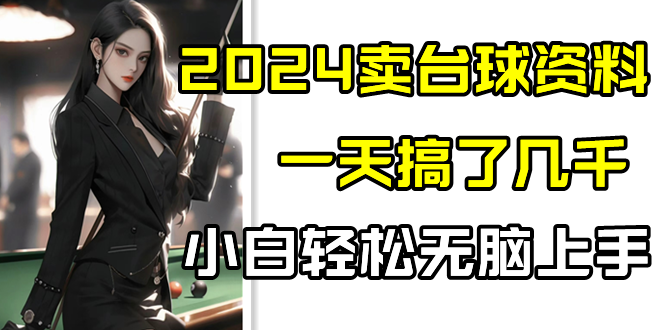 2024卖台球资料，一天搞了几千，小白轻松无脑上手-英祺创业