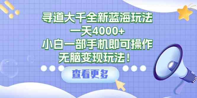 （9479期）寻道大千全新蓝海玩法，一天4000+，小白一部手机即可操作，无脑变现玩法！-英祺创业