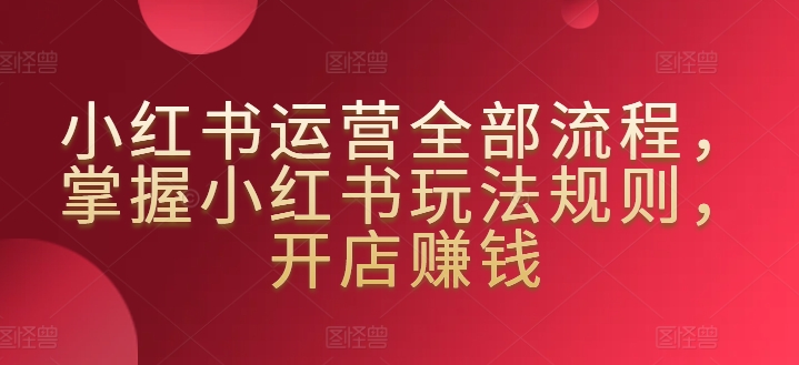 小红书运营全部流程，掌握小红书玩法规则，开店赚钱-英祺创业