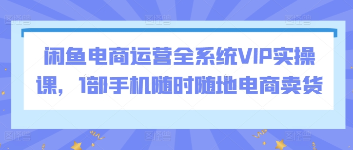 闲鱼电商运营全系统VIP实操课，1部手机随时随地电商卖货-英祺创业