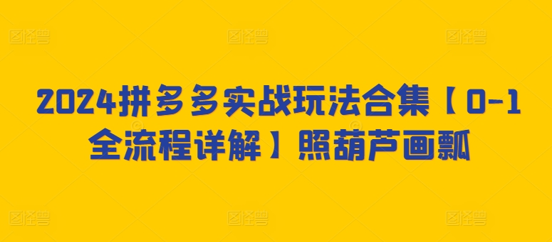 2024拼多多实战玩法合集【0-1全流程详解】照葫芦画瓢-英祺创业