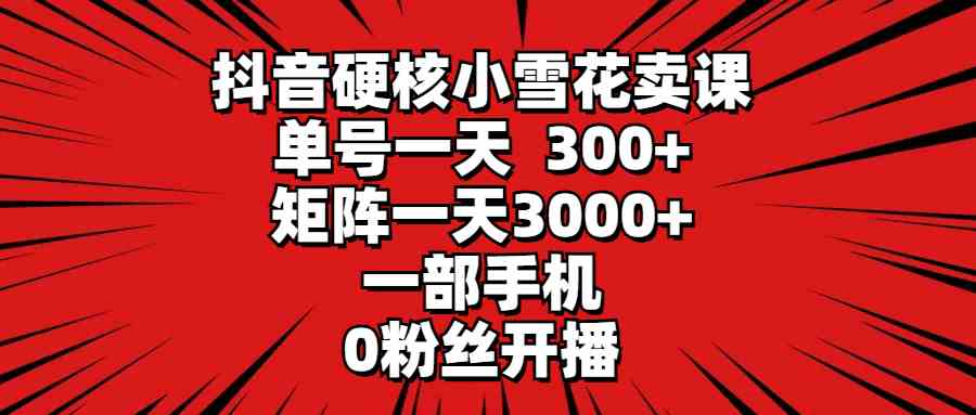 （9551期）抖音硬核小雪花卖课，单号一天300+，矩阵一天3000+，一部手机0粉丝开播-英祺创业