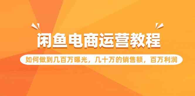 （9560期）闲鱼电商运营教程：如何做到几百万曝光，几十万的销售额，百万利润.-英祺创业