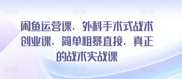 闲鱼运营课，外科手术式战术创业课，简单粗暴直接，真正的战术实战课-英祺创业