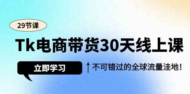 Tk电商带货30天线上课，不可错过的全球流量洼地（29节课）-英祺创业