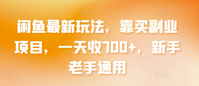 闲鱼最新玩法，靠买副业项目，一天收700+，新手老手通用-英祺创业
