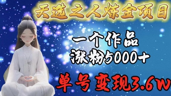 天选之人炼金项目，一个作品涨粉5000+，单号变现3.6w-英祺创业