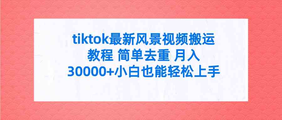 （9804期）tiktok最新风景视频搬运教程 简单去重 月入30000+附全套工具-英祺创业