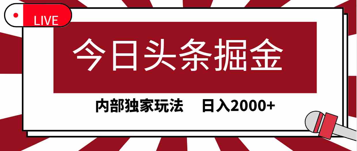 （9832期）今日头条掘金，30秒一篇文章，内部独家玩法，日入2000+-英祺创业