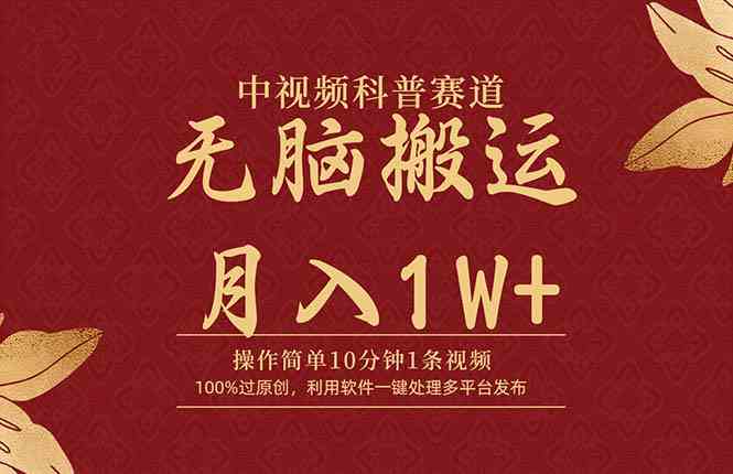 （9846期）中视频科普赛道，10分钟1条视频，条条爆款，100%过原创，无脑搬运月入1W+-英祺创业