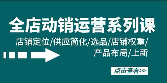 全店动销运营系列课：店铺定位/供应简化/选品/店铺权重/产品布局/上新-英祺创业