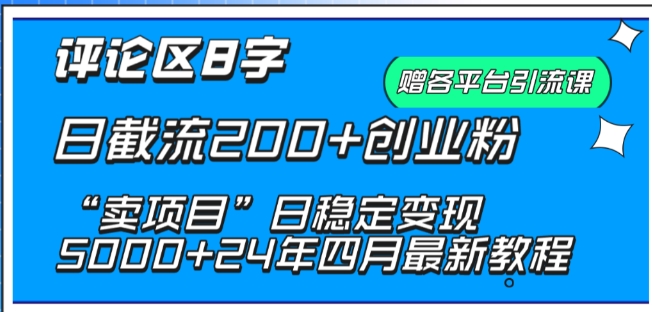 抖音评论区8字日截流200+创业粉 “卖项目”日稳定变现5000+-英祺创业