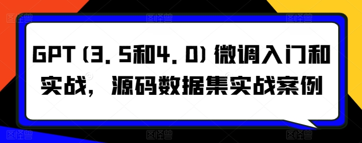 GPT(3.5和4.0)微调入门和实战，源码数据集实战案例-英祺创业