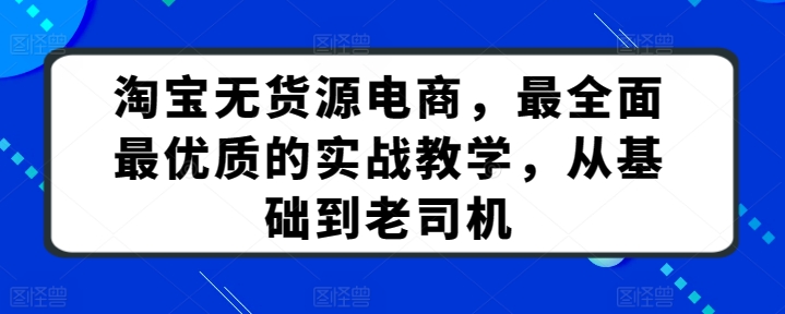 淘宝无货源电商，最全面最优质的实战教学，从基础到老司机-英祺创业