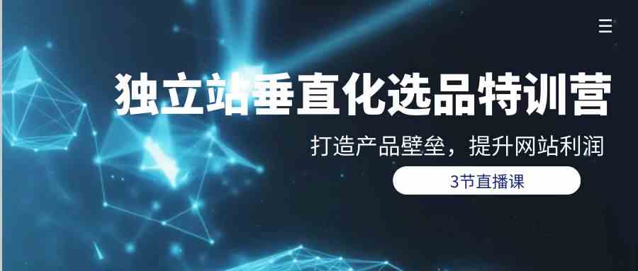 独立站垂直化选品训练营，打造产品壁垒，提升网站利润（3节直播课）-英祺创业