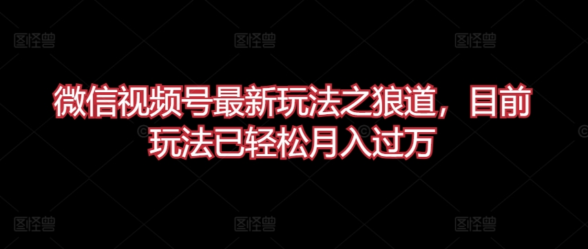 微信视频号最新玩法之狼道，目前玩法已轻松月入过万-英祺创业