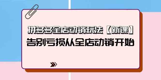 （9974期）拼多多全店动销玩法【新课】，告别亏损从全店动销开始（4节视频课）-英祺创业