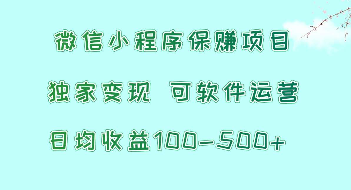 微信小程序保赚项目，日均收益100~500+，独家变现，可软件运营-英祺创业