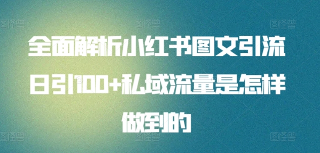 全面解析小红书图文引流日引100+私域流量是怎样做到的-英祺创业