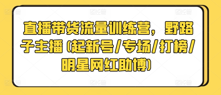 直播带货流量训练营，野路子主播(起新号/专场/打榜/明星网红助博)-英祺创业