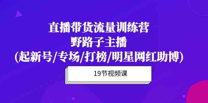直播带货流量特训营，野路子主播(起新号/专场/打榜/明星网红助博)-英祺创业
