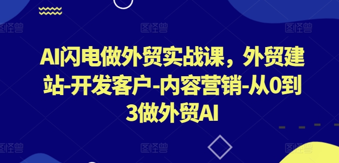 AI闪电做外贸实战课，​外贸建站-开发客户-内容营销-从0到3做外贸AI-英祺创业
