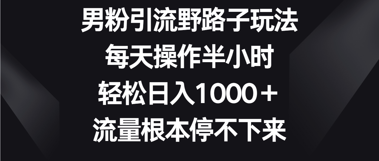 男粉引流野路子玩法，每天操作半小时轻松日入1000＋，流量根本停不下来-英祺创业