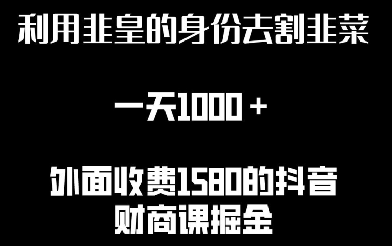 利用非皇的身份去割韭菜，一天1000+(附详细资源)-英祺创业