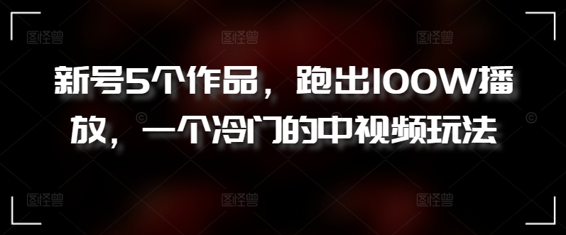 新号5个作品，跑出100W播放，一个冷门的中视频玩法-英祺创业