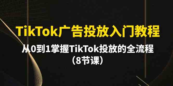 TikTok广告投放入门教程，从0到1掌握TikTok投放的全流程（8节课）-英祺创业