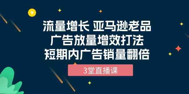 流量增长 亚马逊老品广告放量增效打法，短期内广告销量翻倍（3堂直播课）-英祺创业