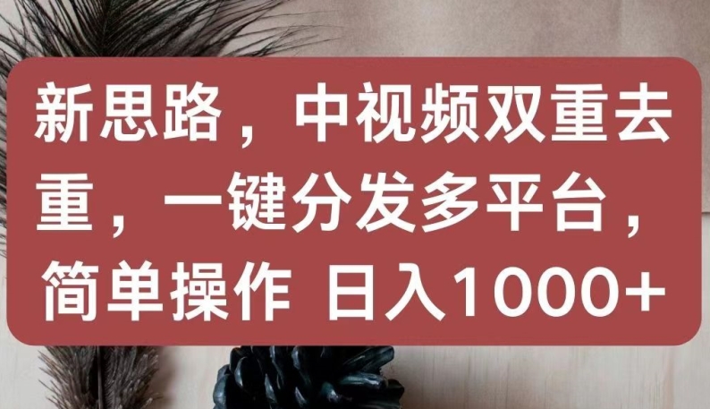 新思路，中视频双重去重，一键分发多平台，简单操作，日入1000+-英祺创业