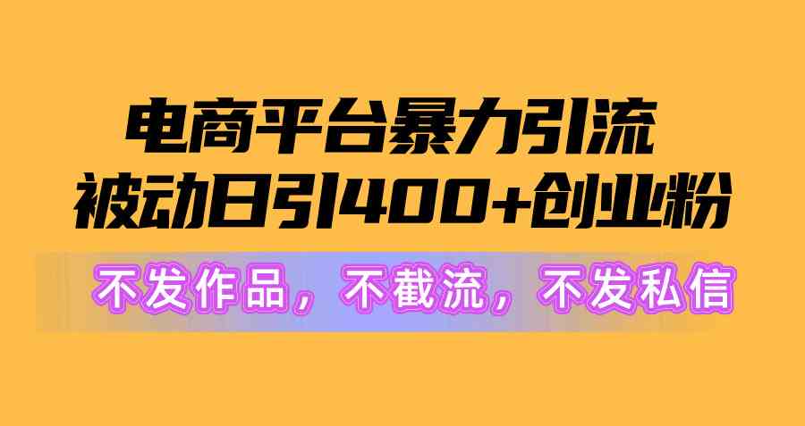 （10168期）电商平台暴力引流,被动日引400+创业粉不发作品，不截流，不发私信-英祺创业