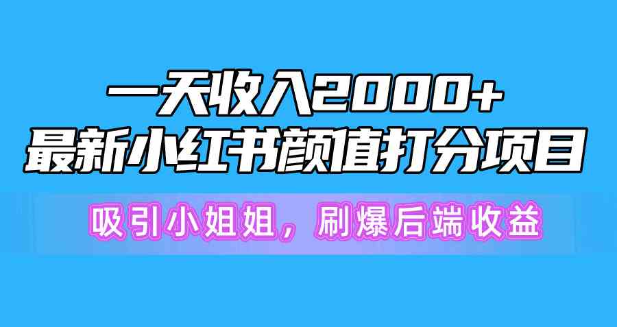 （10187期）一天收入2000+，最新小红书颜值打分项目，吸引小姐姐，刷爆后端收益-英祺创业