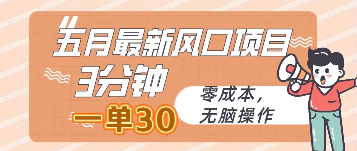（10256期）五月最新风口项目，3分钟一单30，零成本，无脑操作-英祺创业