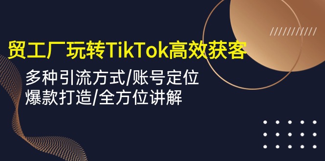 外贸工厂玩转TikTok高效获客，多种引流方式/账号定位/爆款打造/全方位讲解-英祺创业