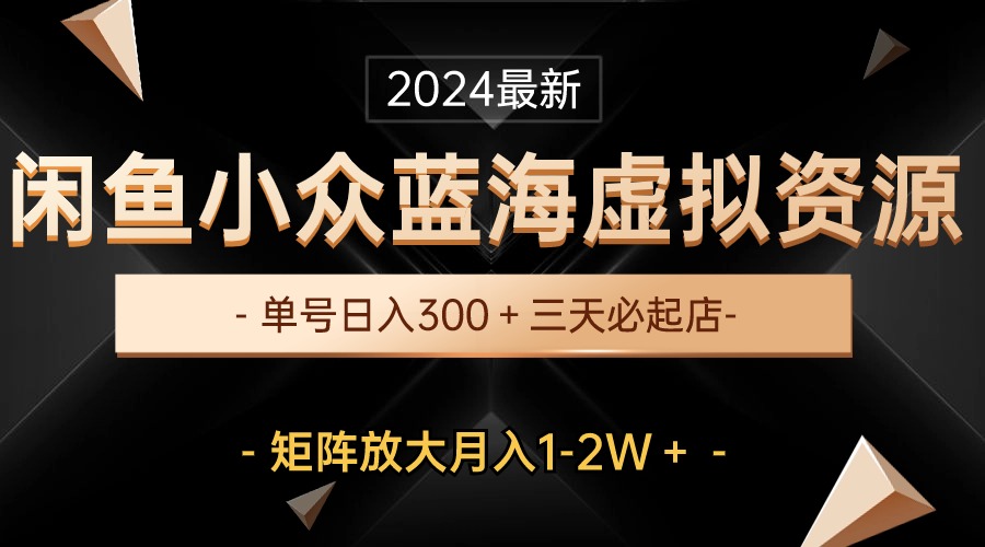 （10336期）最新闲鱼小众蓝海虚拟资源，单号日入300＋，三天必起店，矩阵放大月入1-2W-英祺创业
