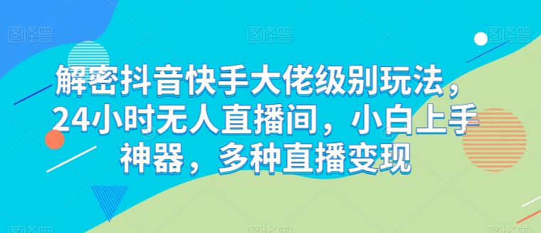 解密抖音快手大佬级别玩法，24小时无人直播间，小白上手神器，多种直播变现-英祺创业