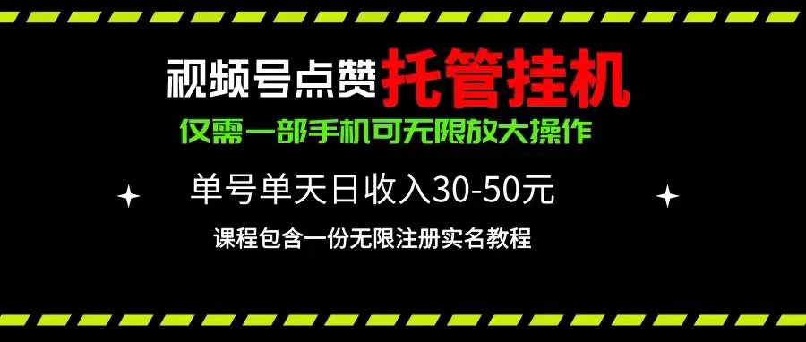 （10644期）视频号点赞托管挂机，单号单天利润30~50，一部手机无限放大（附带无限…-英祺创业