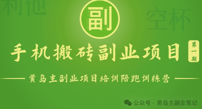 手机搬砖小副业项目训练营1.0，实测1小时收益50+，一部手机轻松日入100+-英祺创业