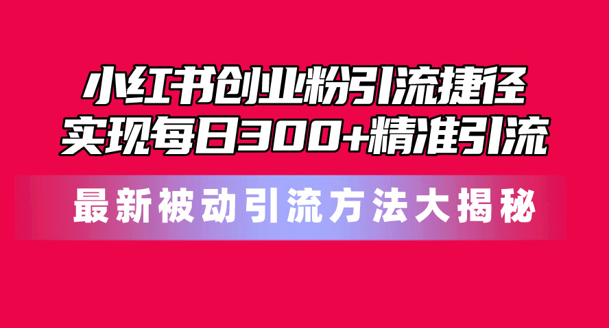 （10692期）小红书创业粉引流捷径！最新被动引流方法大揭秘，实现每日300+精准引流-英祺创业