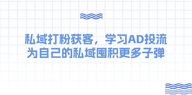 （10728期）某收费课：私域打粉获客，学习AD投流，为自己的私域囤积更多子弹-英祺创业
