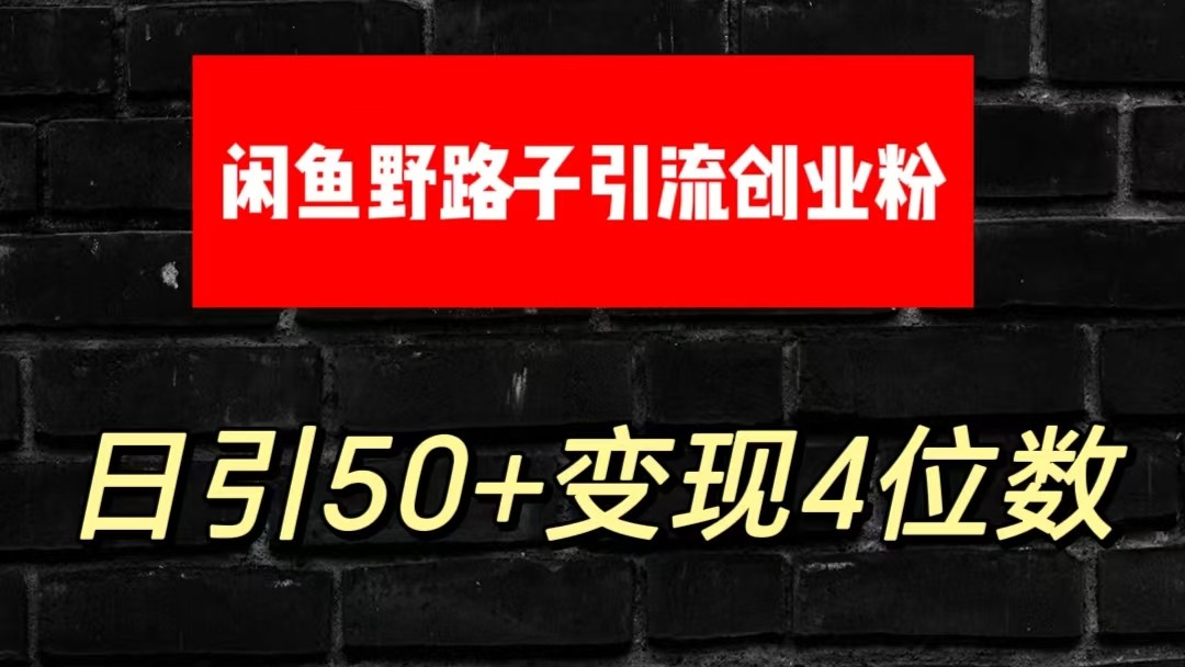 大眼闲鱼野路子引流创业粉，日引50+单日变现四位数-英祺创业