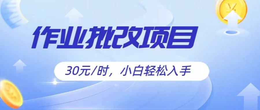 作业批改项目30元/时，小白轻松入手，非常的简单-英祺创业