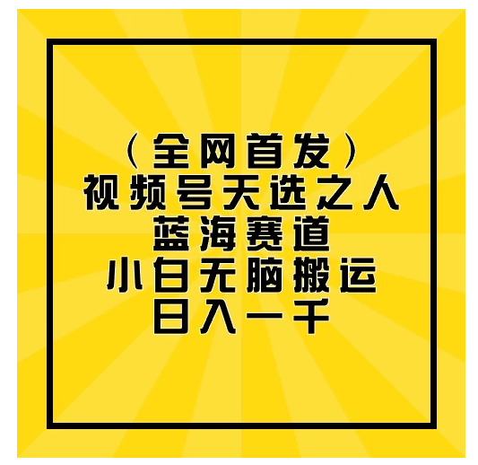 全网首发，视频号天选之人蓝海赛道，小白无脑搬运日入一千-英祺创业